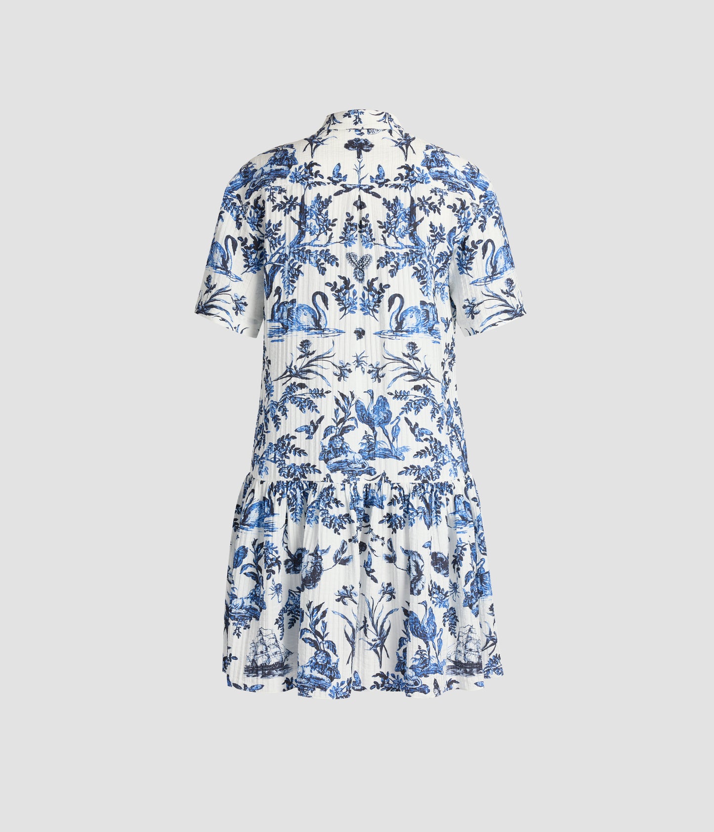 Crinkled Jacquard Mini Shirt Dress