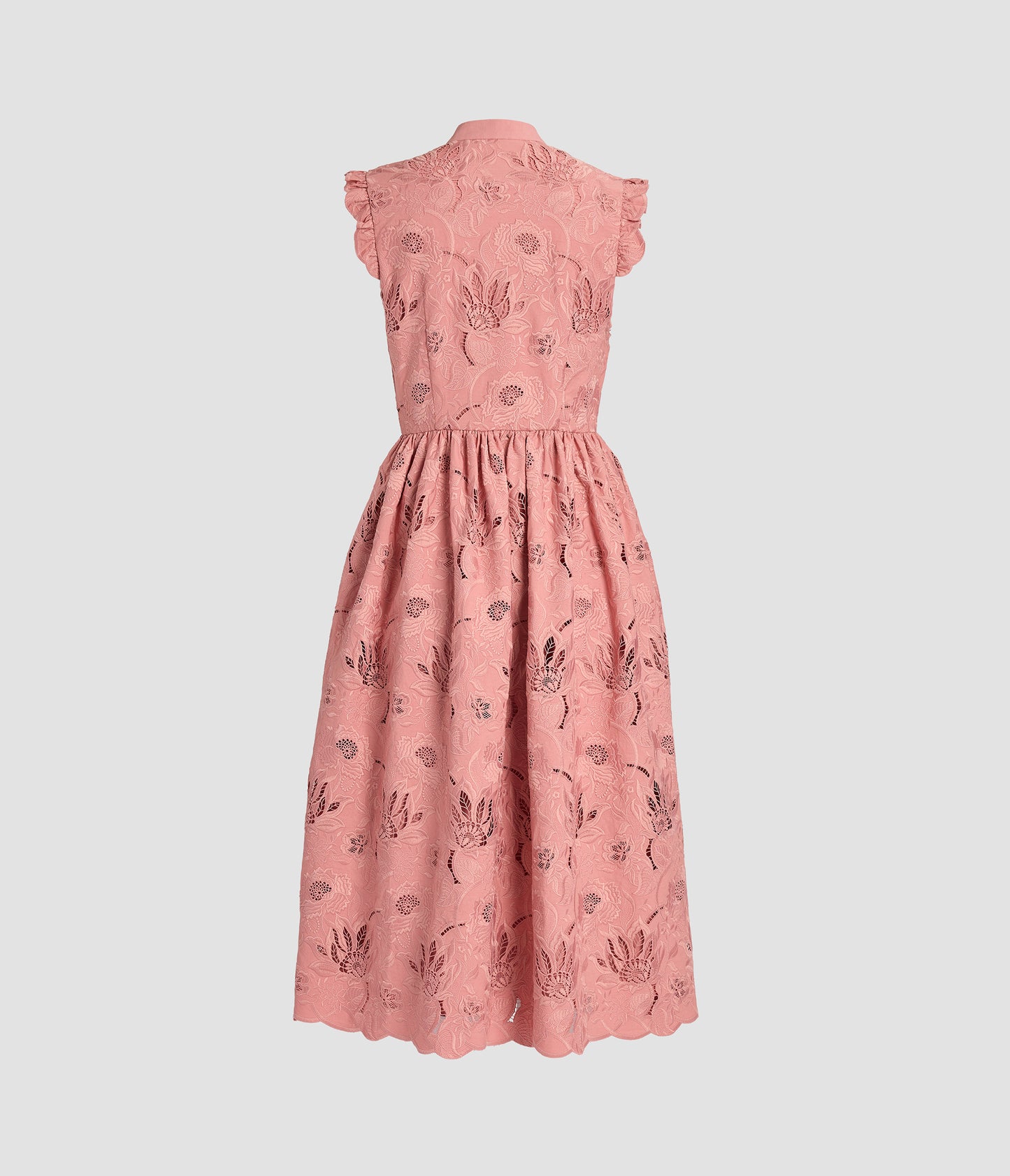 Floral Cotton Cutwork Sleeveless Midi Dress