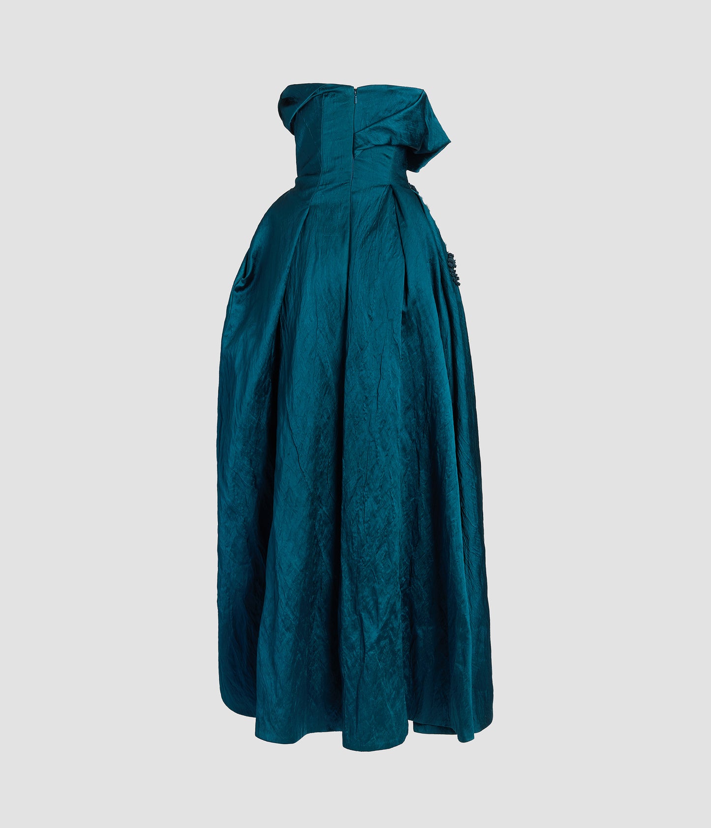 Embroidered Textured Satin Bustier Gown