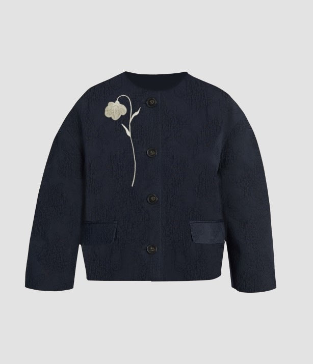 Flower Jacquard Cropped Jacket