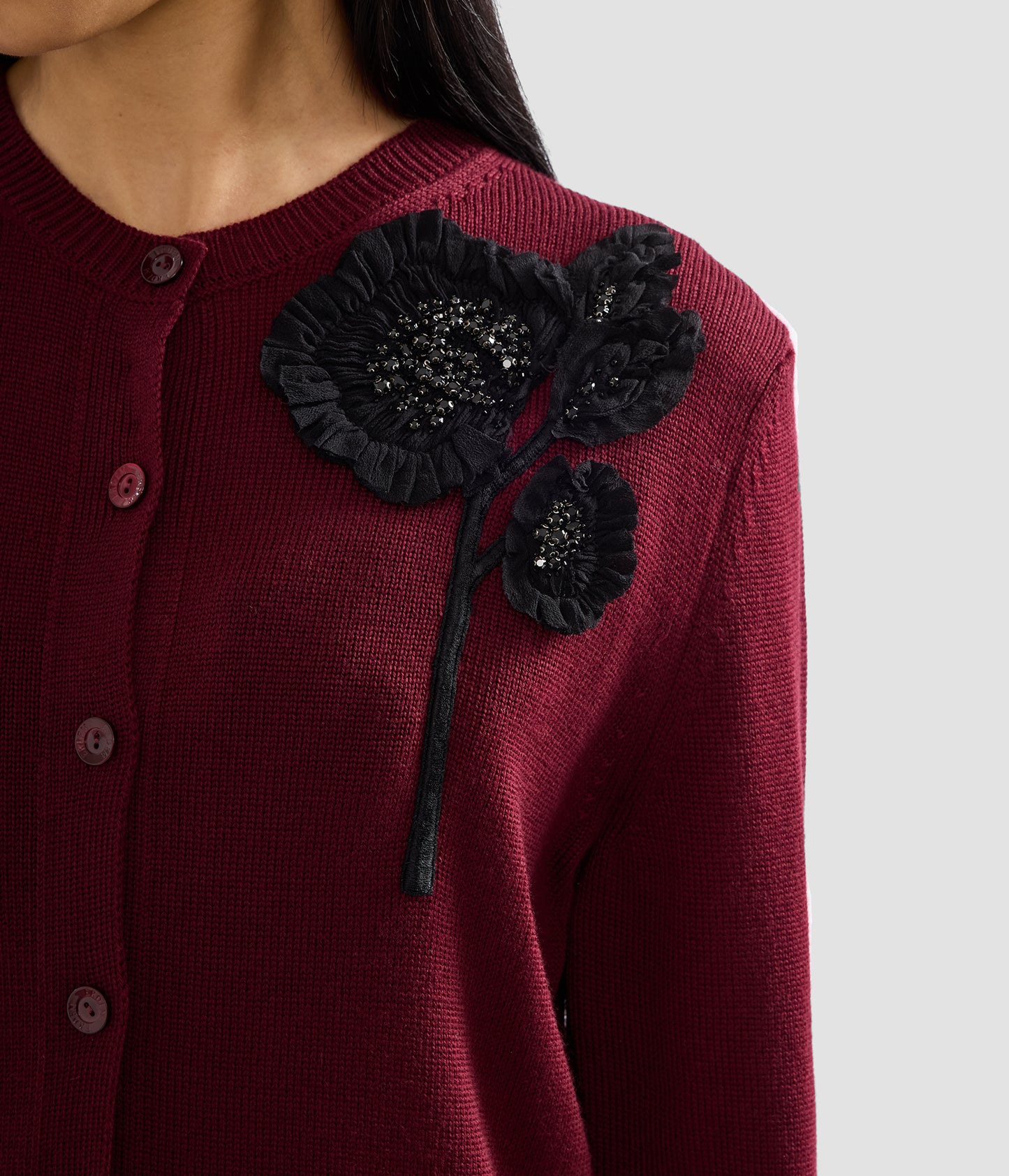 Embellished Merino Wool Cardigan