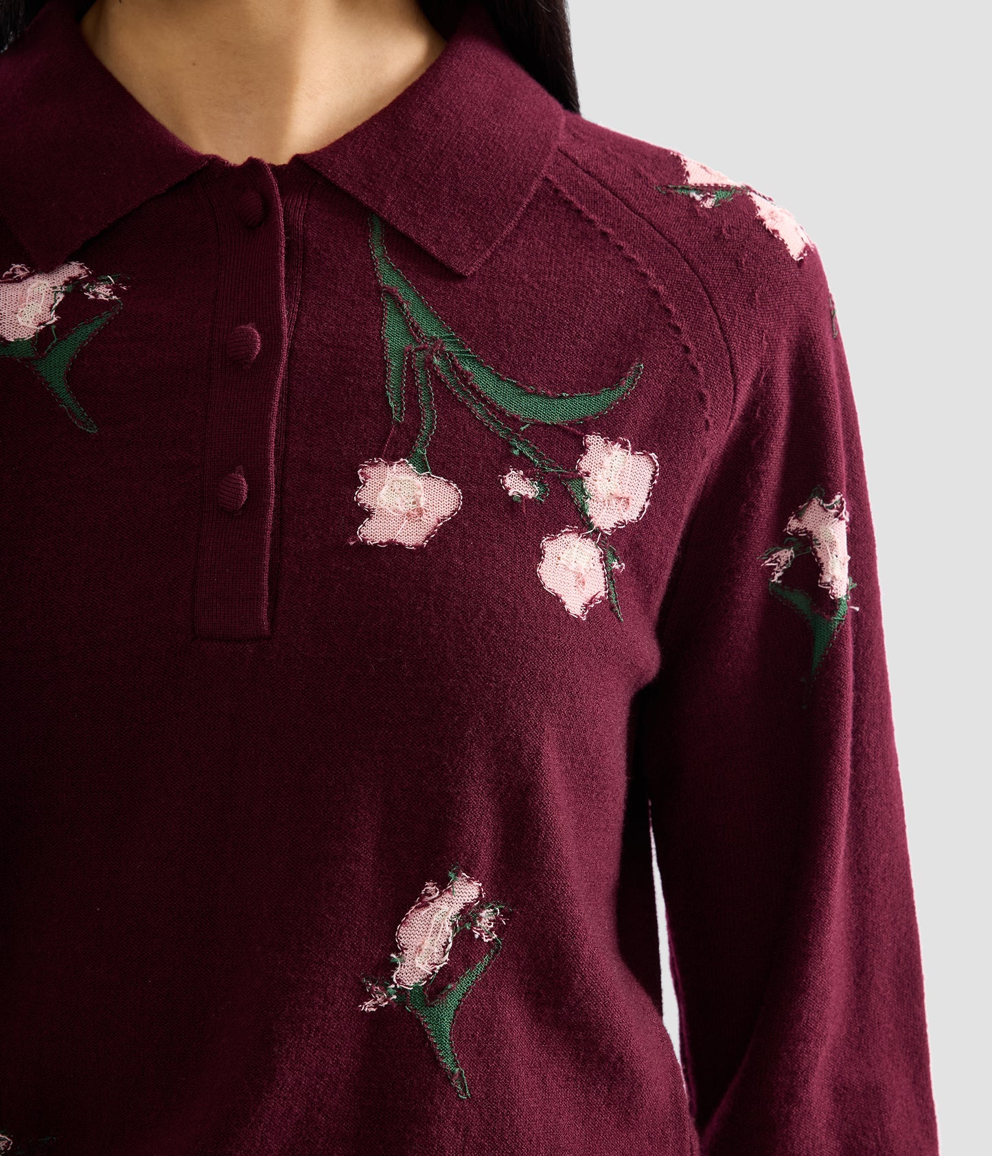 Merino Wool Floral Knit Jumper