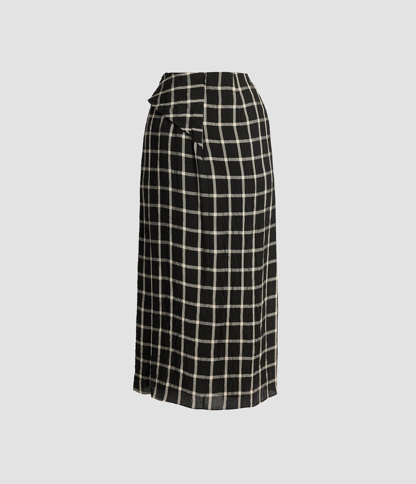 Crushed Window Check Drape Pencil Skirt