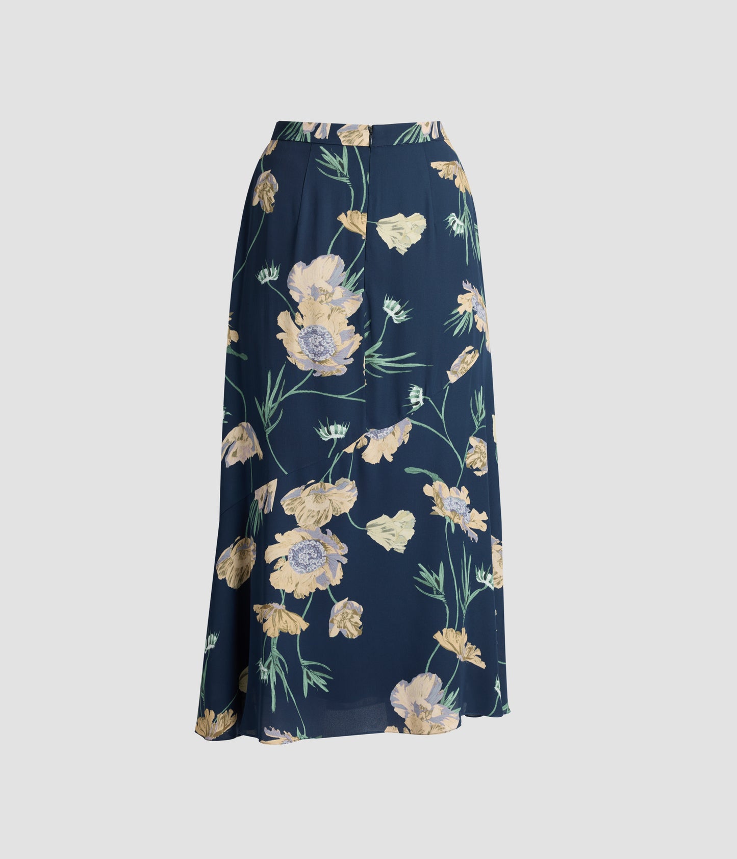 Floral Crepe A-Line Midi Skirt