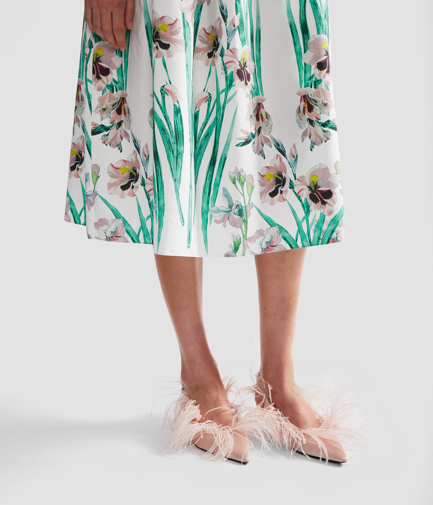 Floral Cotton Midi Full Skirt