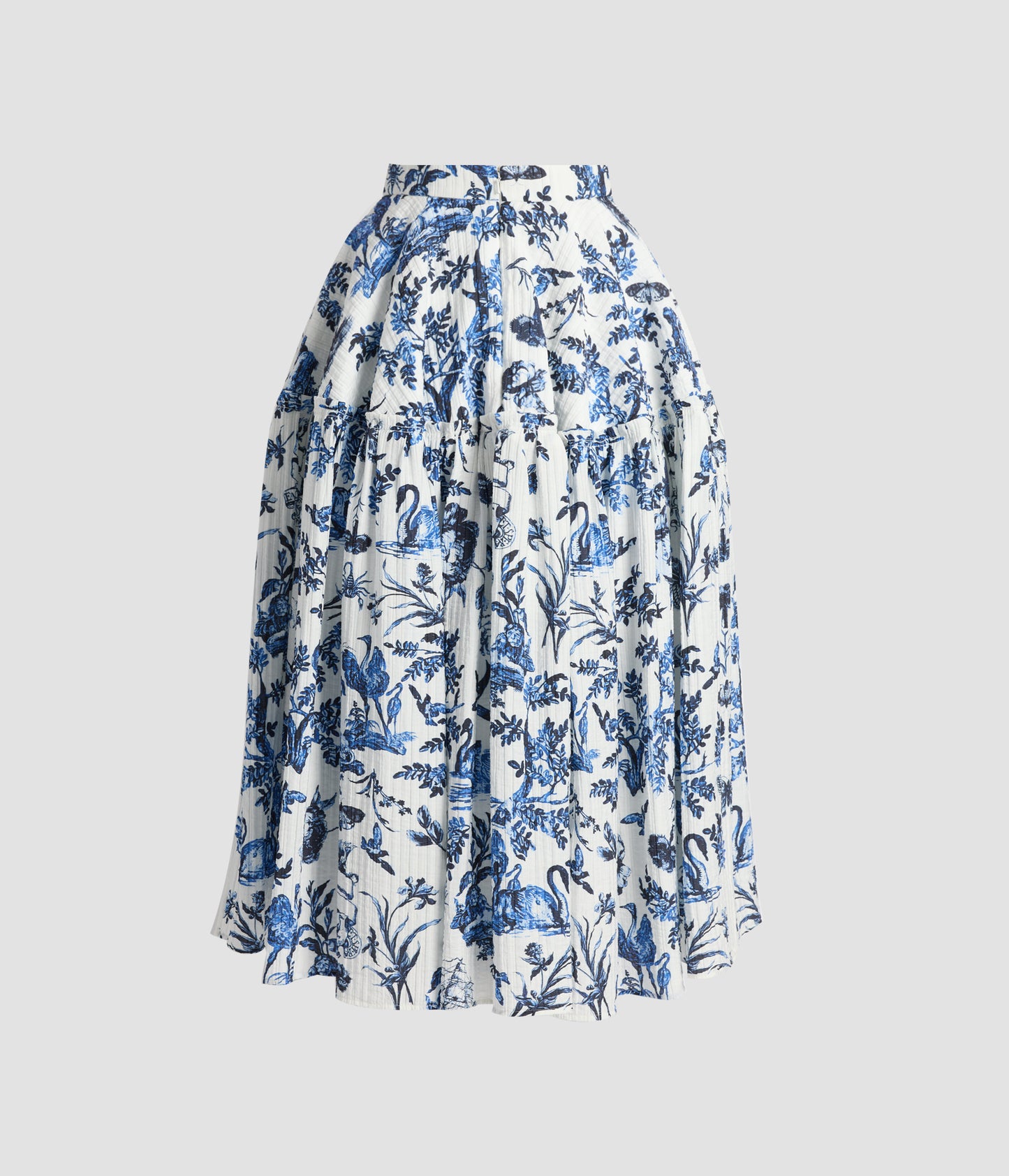 Crinkled Jacquard Midi Full Skirt