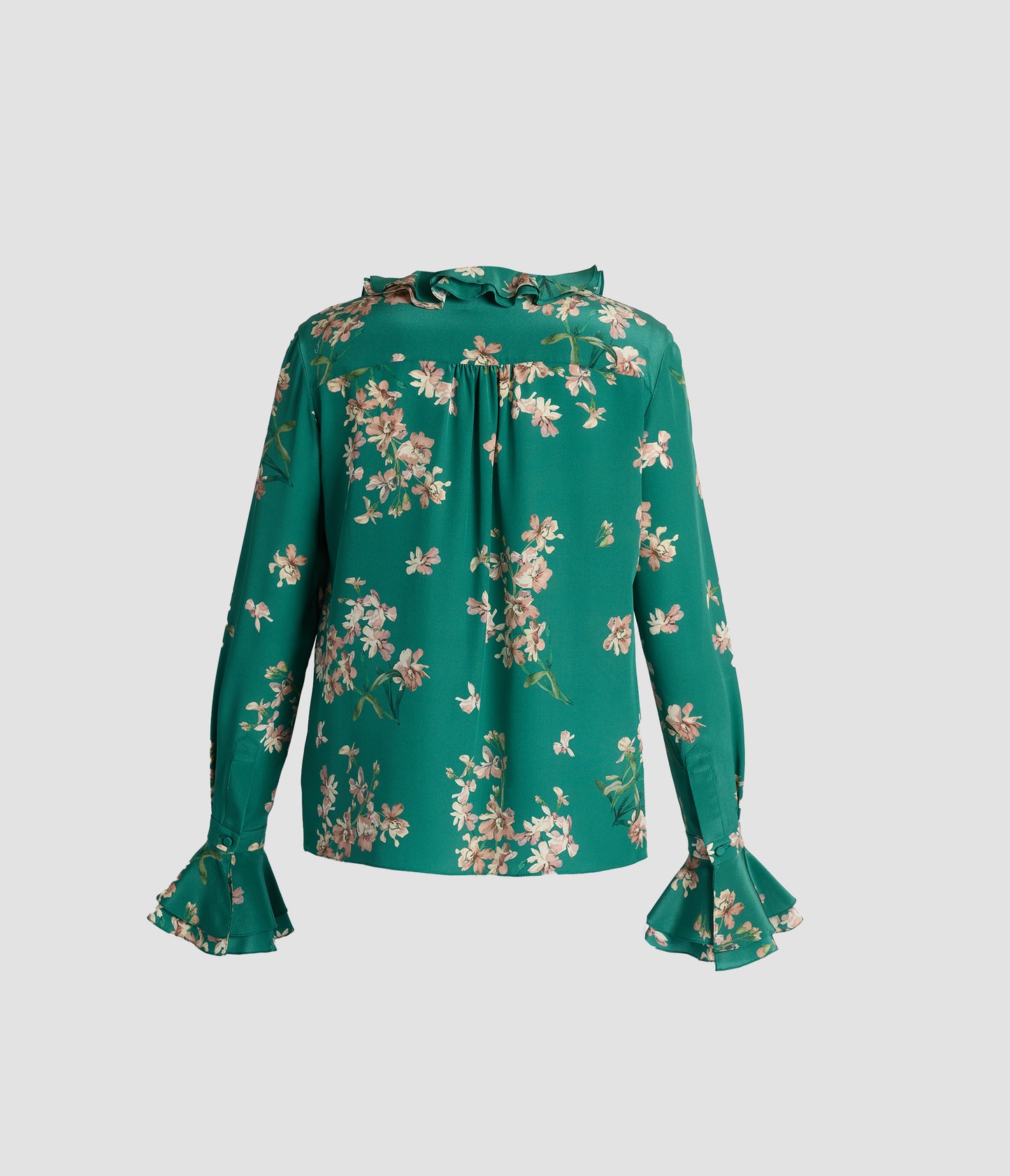 Floral Crepe De Chine Long Sleeve Shirt