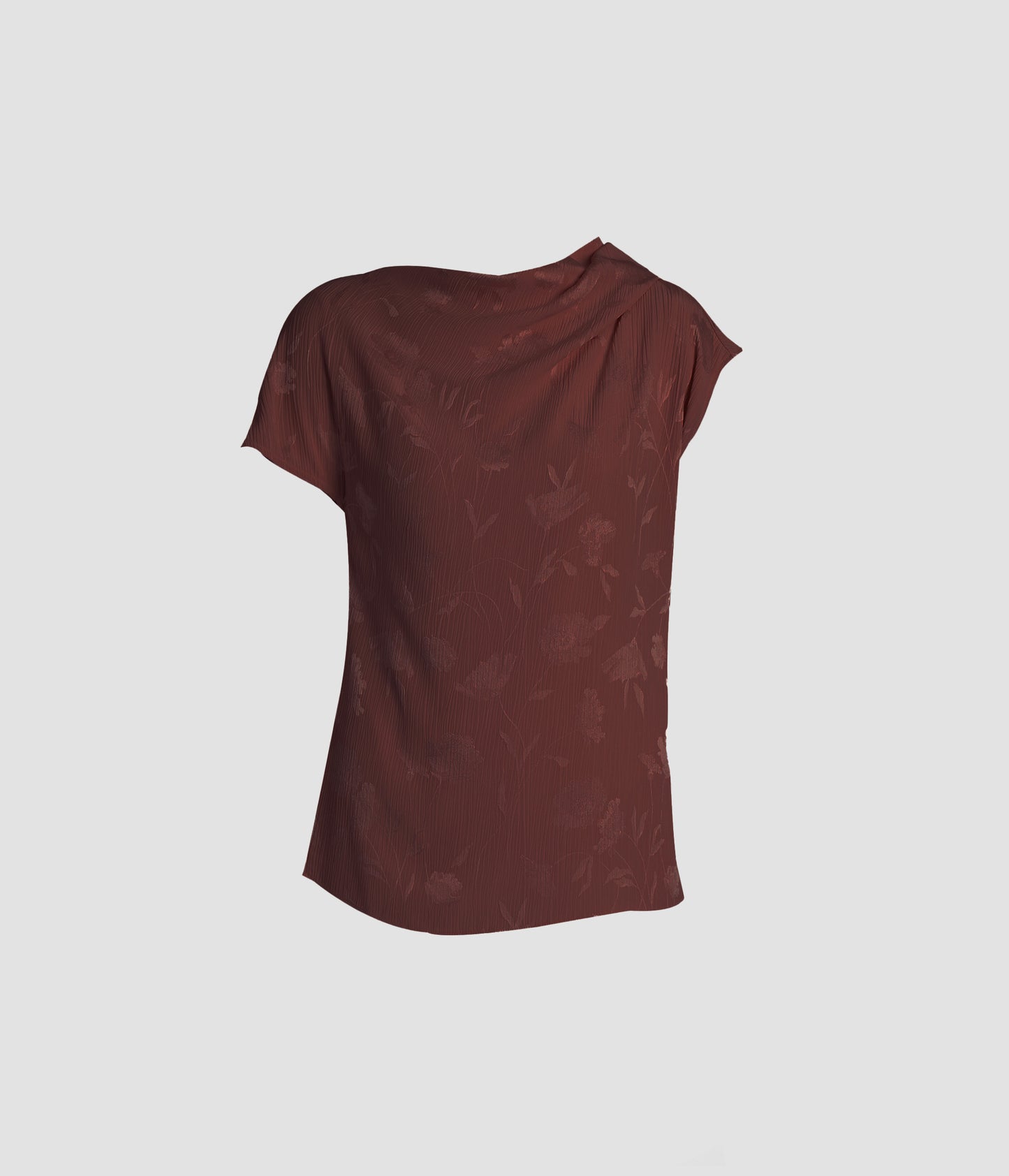 Floral Creponne Jacquard Drape Top