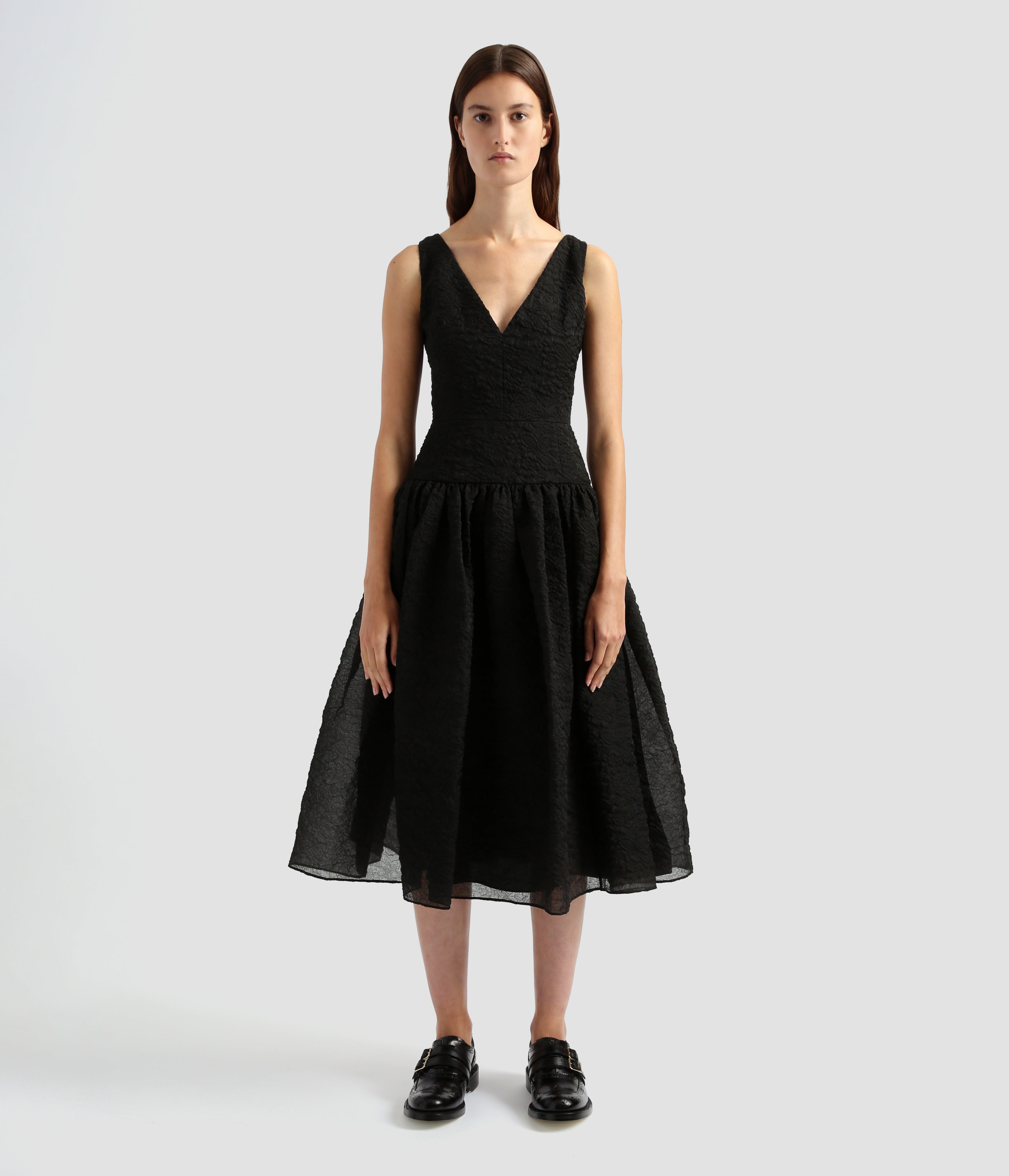 Black Organza Cloque Miranda Dress ERDEM® Official Store