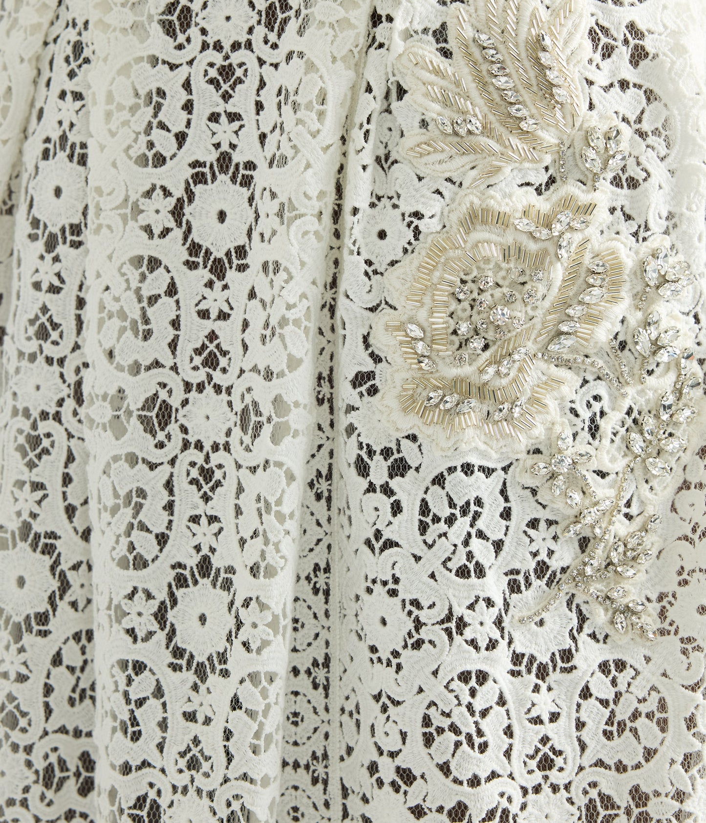 Embellished Cotton Guipure Sleeveless Midi Dress