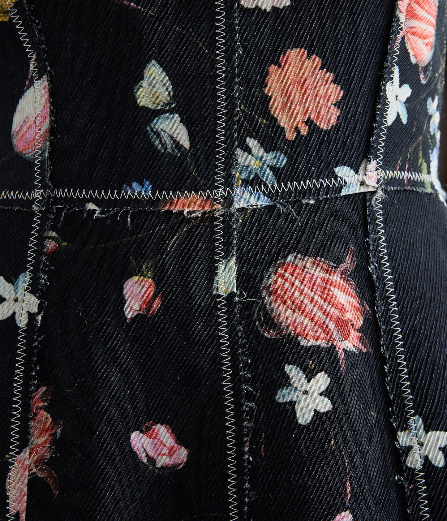 Floral Print Textured Twill Sleeveless Midi Dress