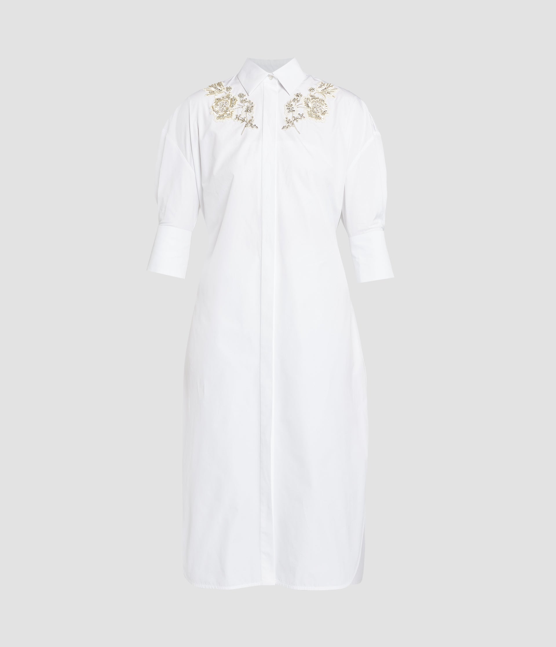 embellished shirt dress Rhea Shirt Dress Embroidered Cotton Dress with Mirror Detail AMBR INDIA