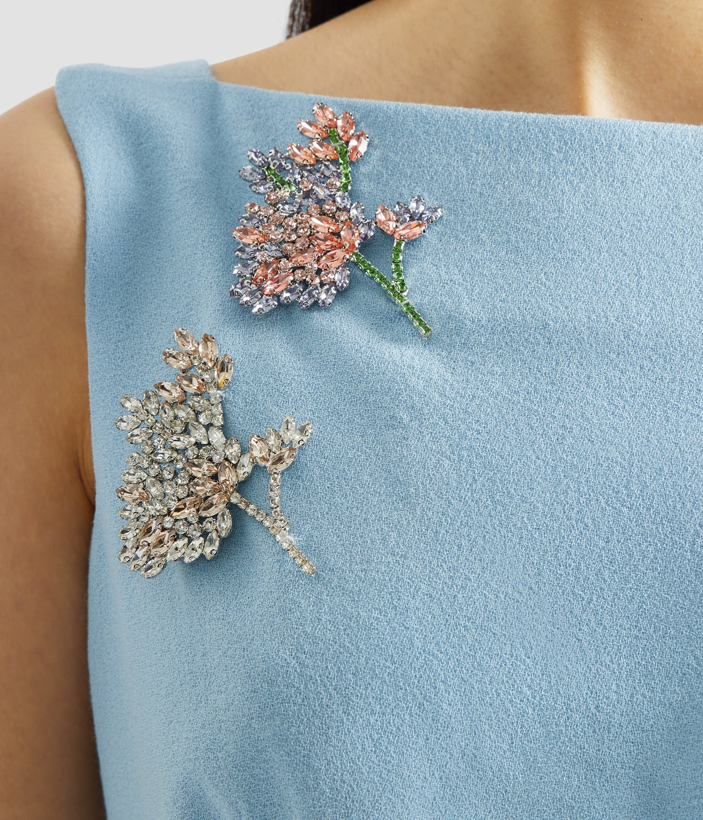 Embellished Crepe Sleeveless Midi Dress