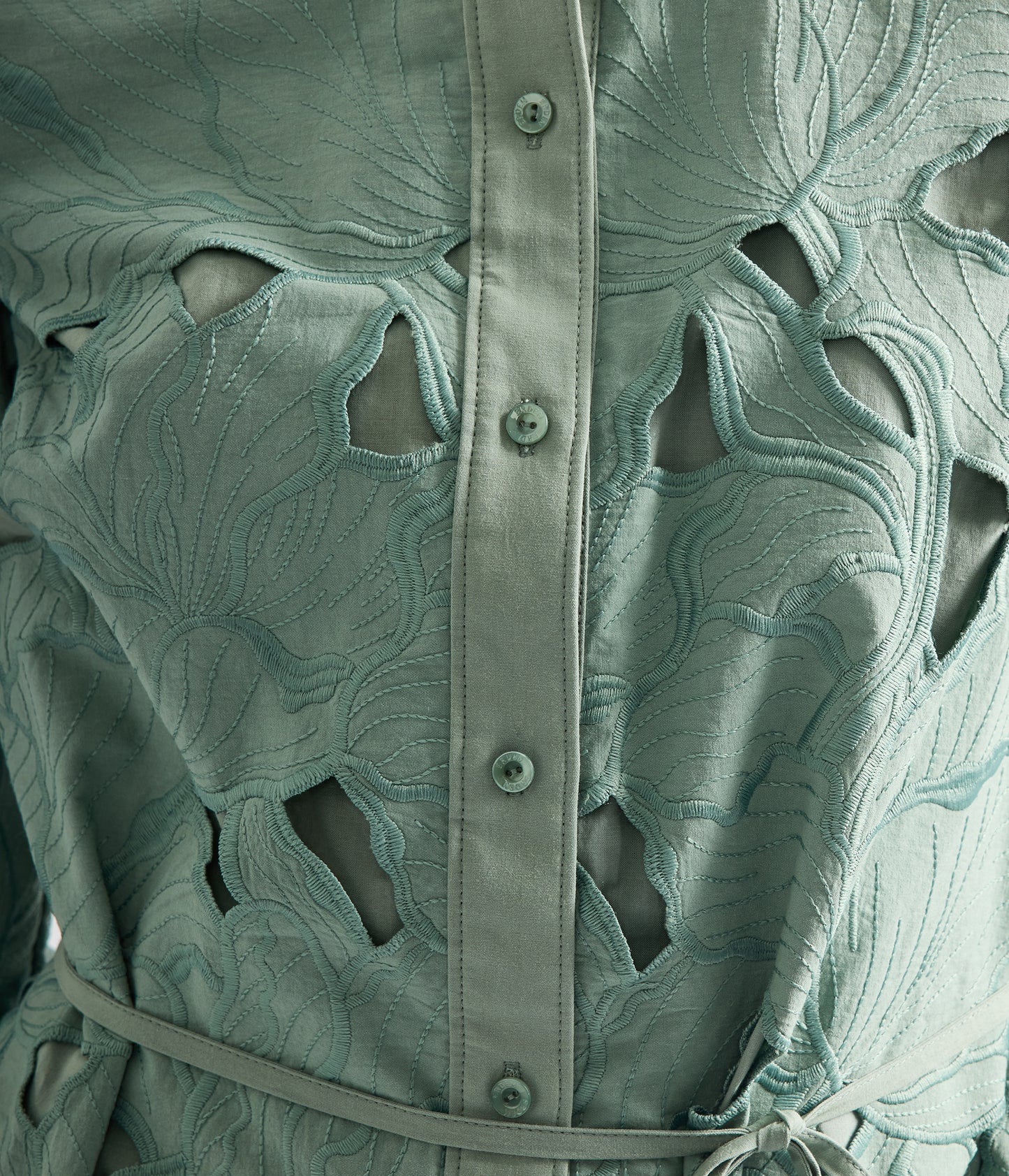 Floral Cutwork Long Sleeve Midi Dress