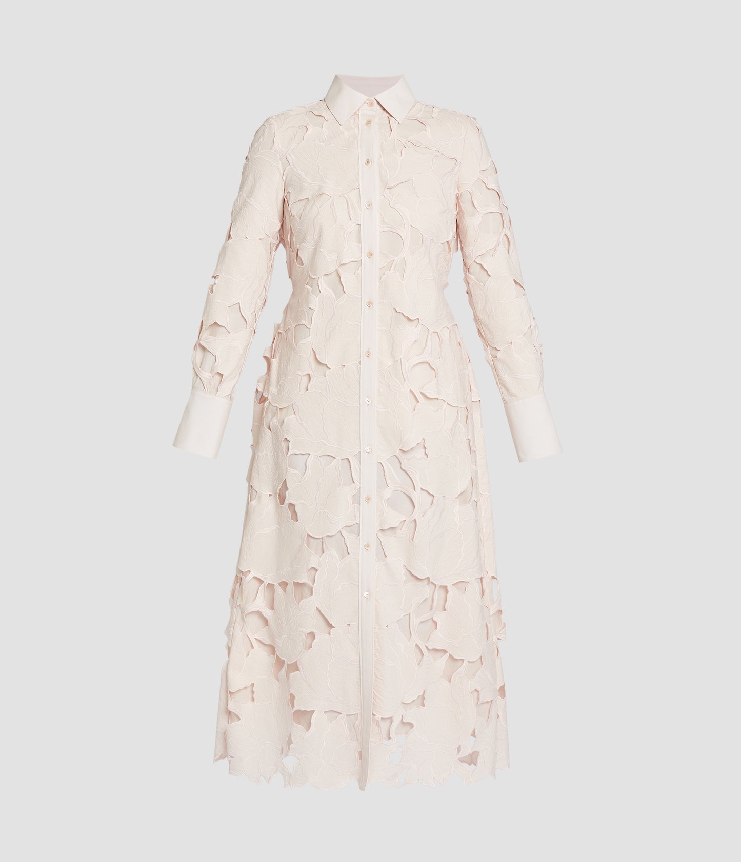 Floral Cutwork Long Sleeve Midi Dress