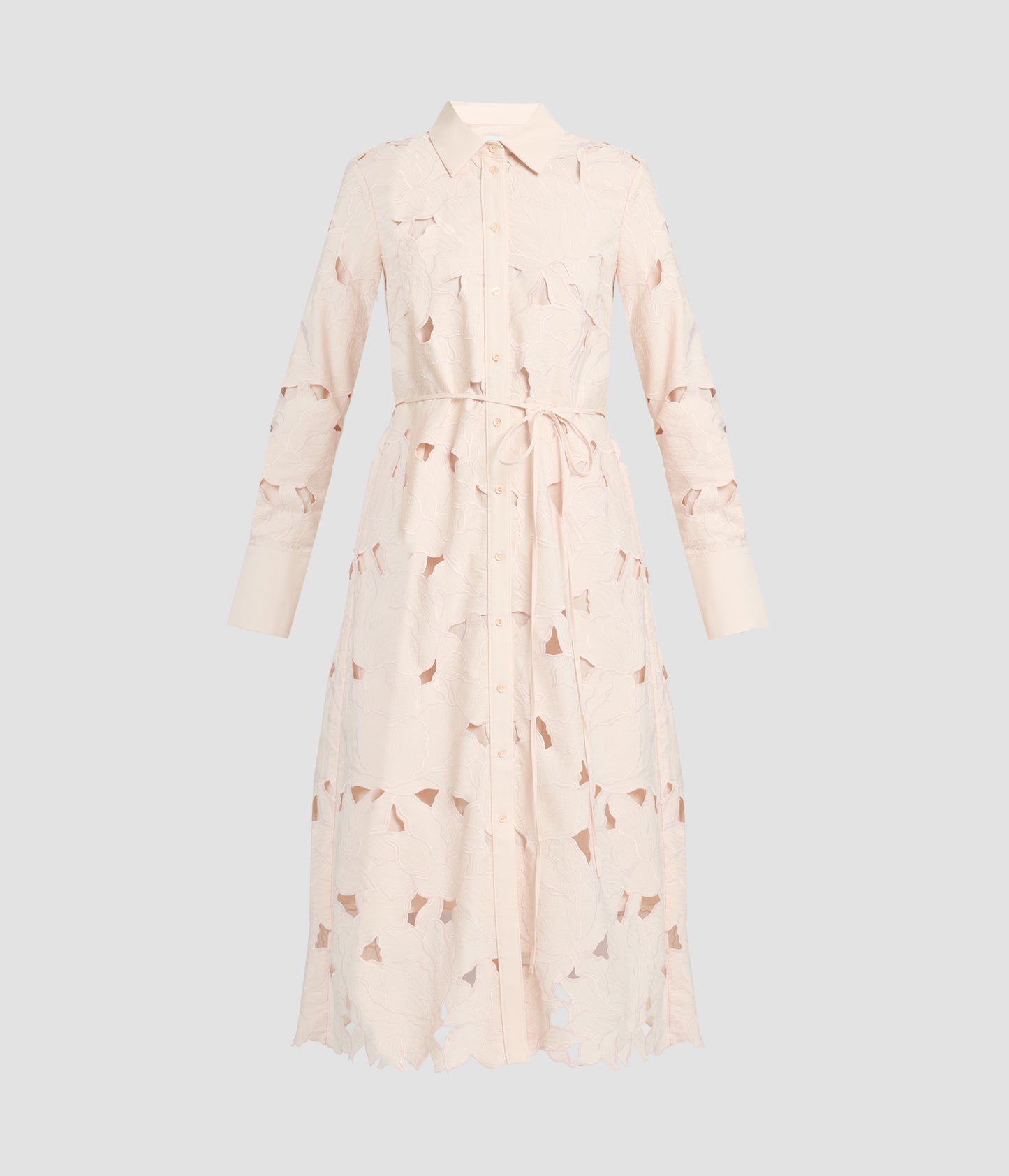 Floral Cutwork Long Sleeve Midi Dress