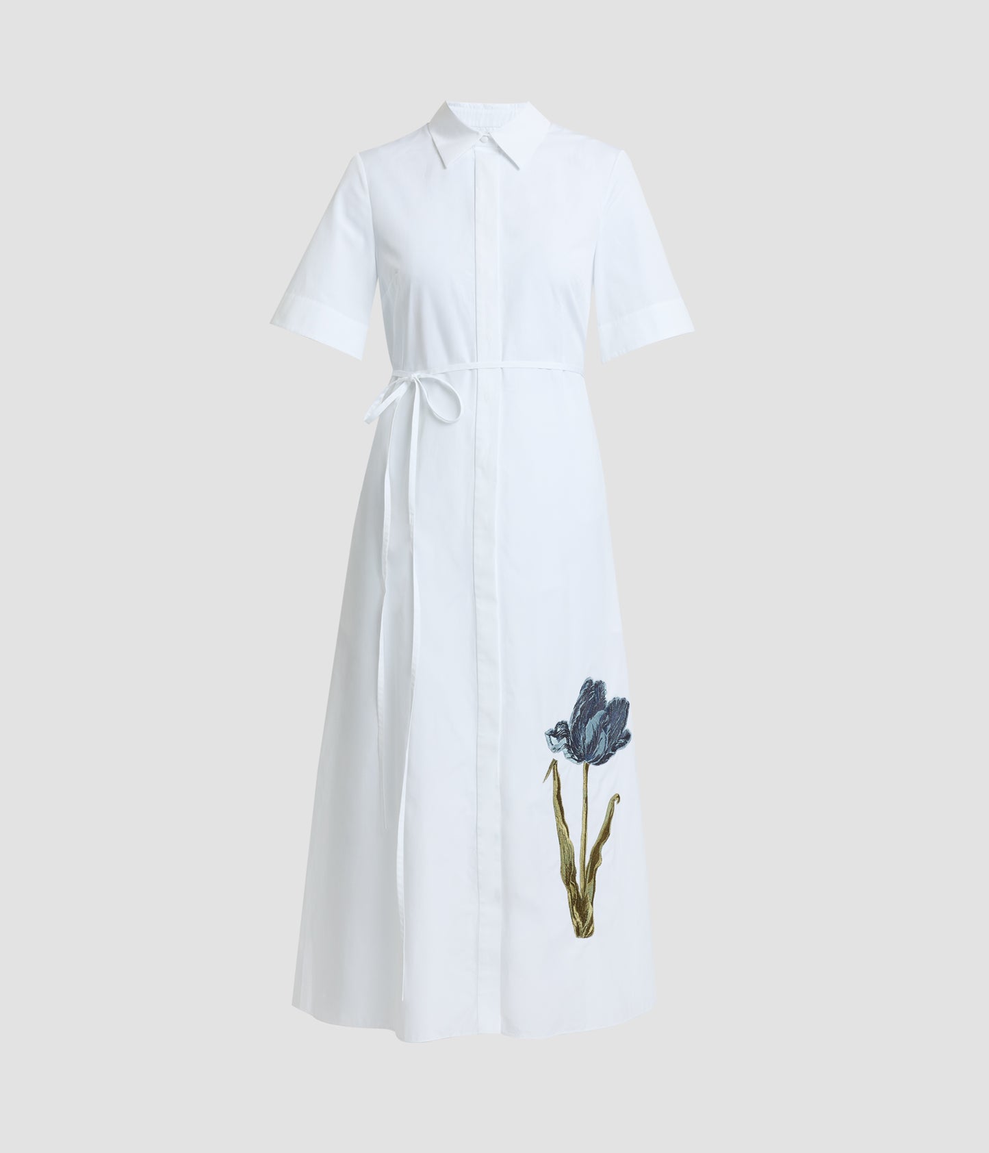 Floral Print Short Sleeve Shirt Dress