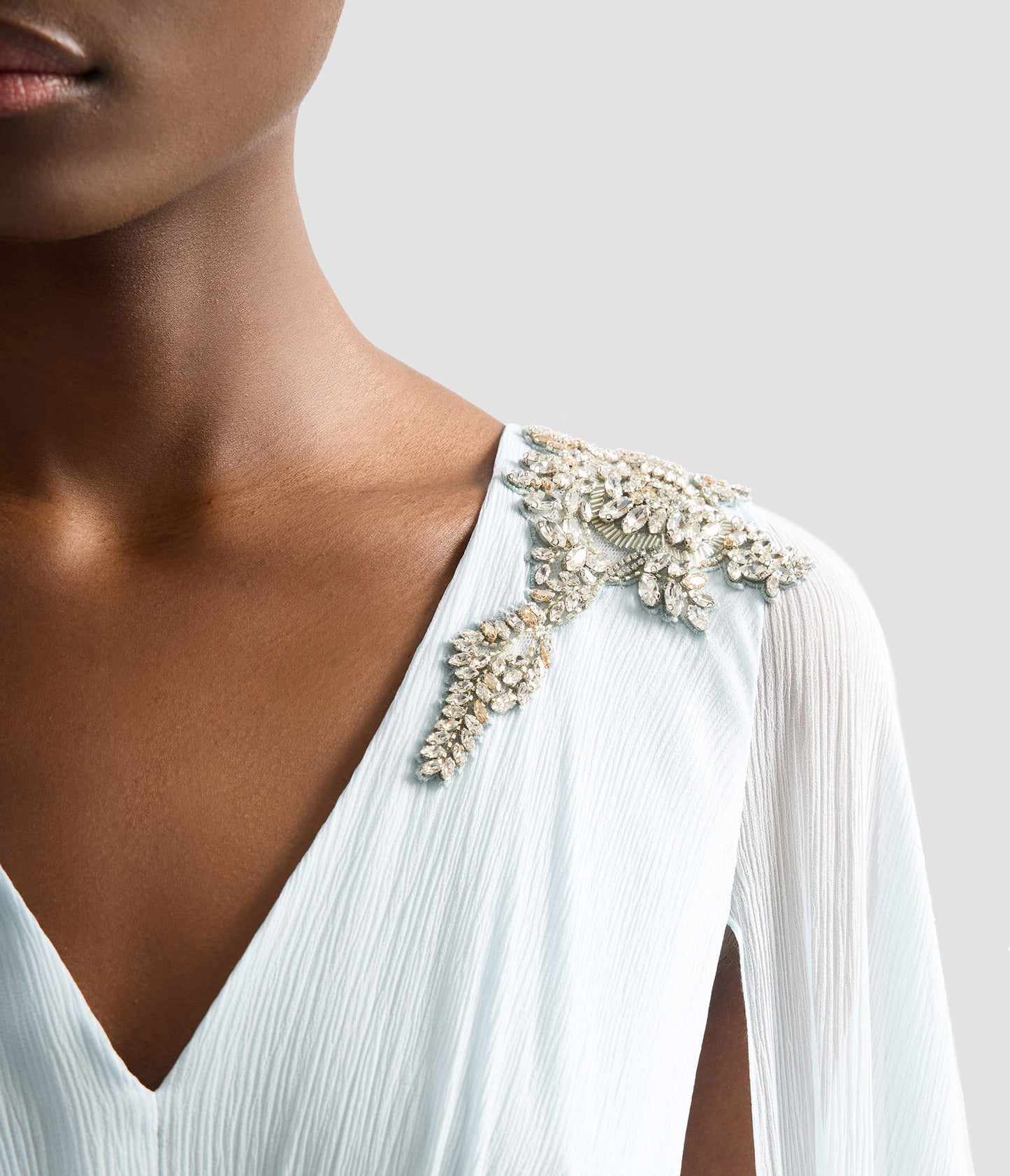 Embellished Silk Creponne Gown