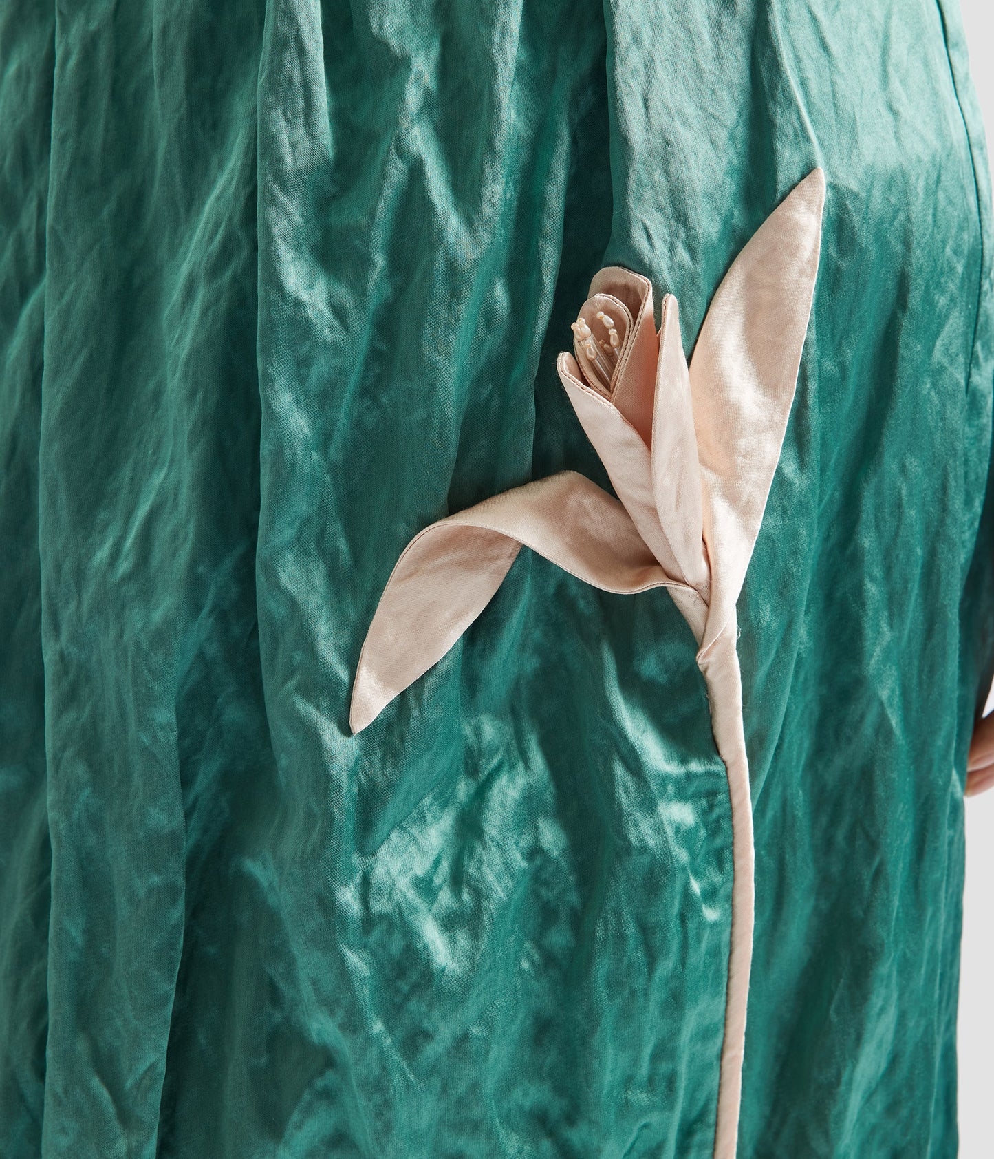 Embroidered Textured Satin Sleeveless Gown