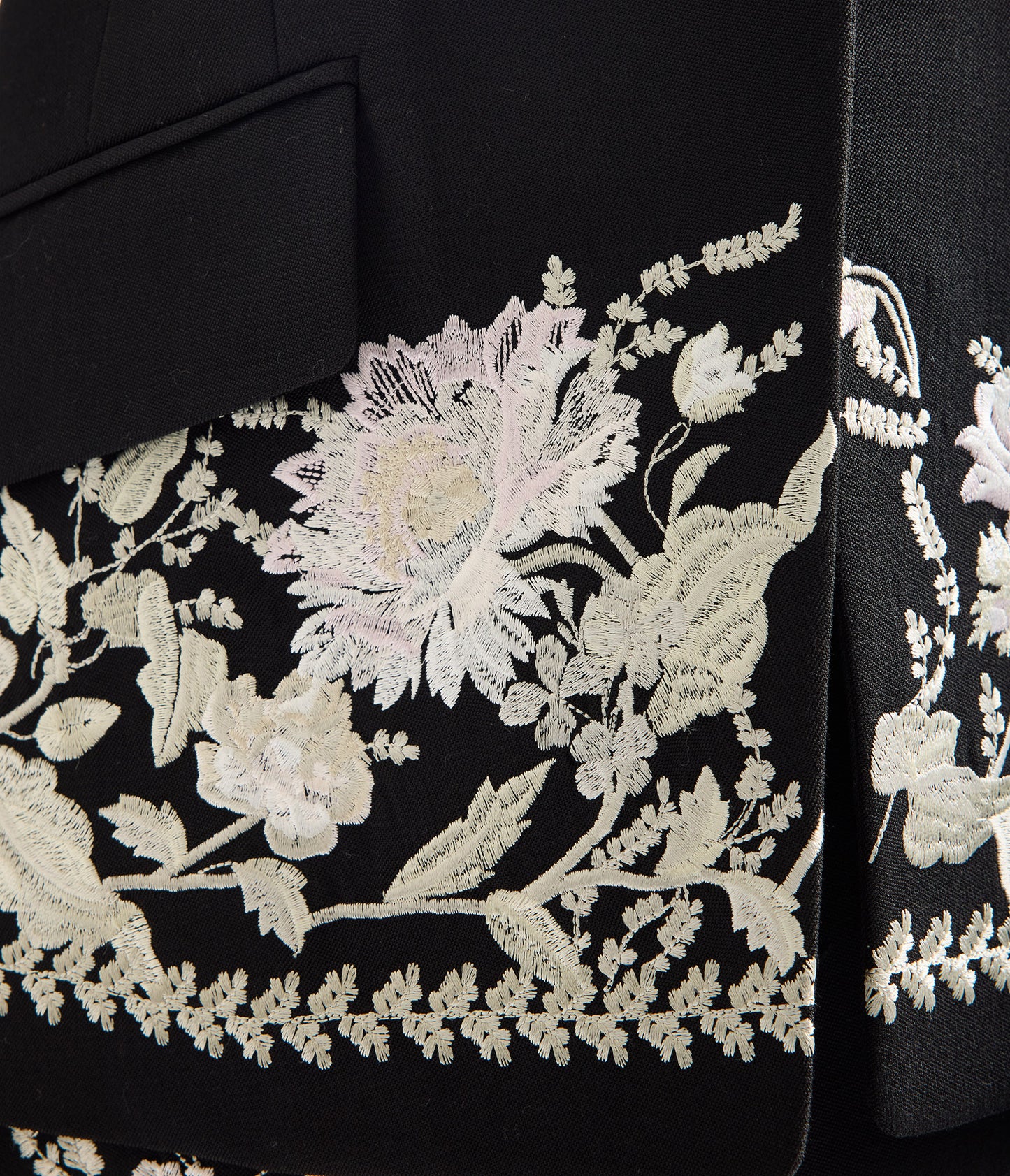 Embroidered Grain De Poudre Fitted Blazer