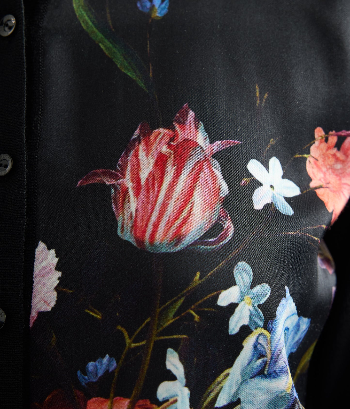 Floral Print Panel Cropped Cardigan