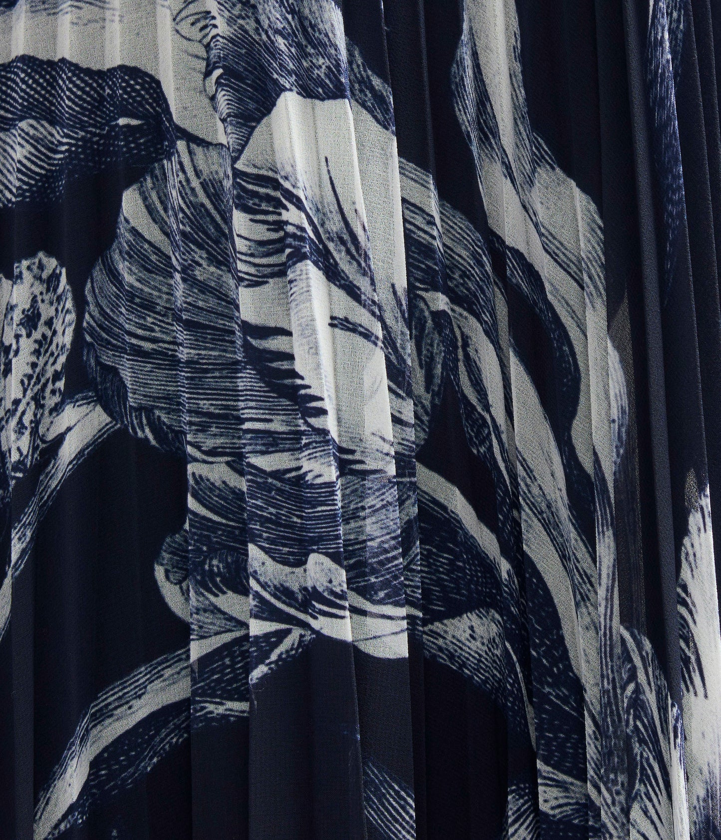 Floral Print Pleated Voile Midi Skirt