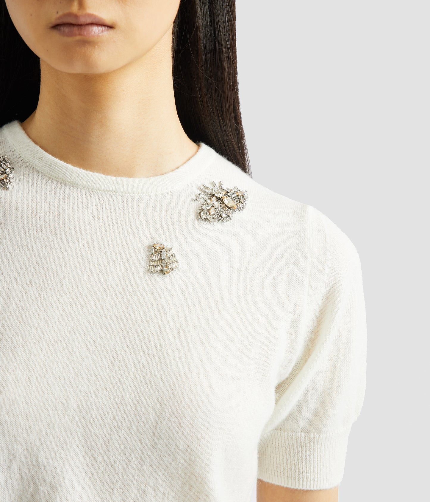 Embellished Short Sleeve Knit Top