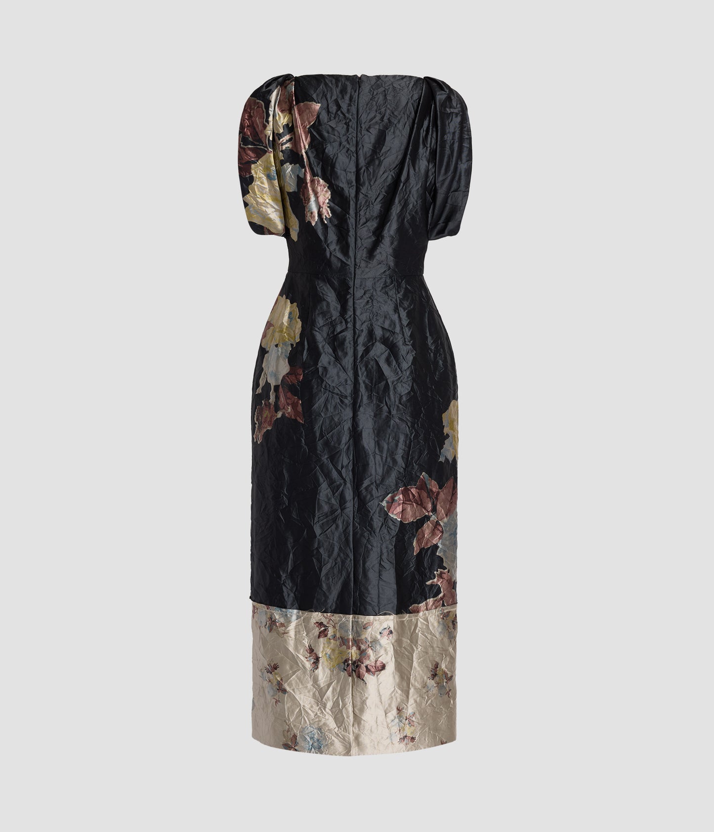 Floral Textured Satin Midi Dress