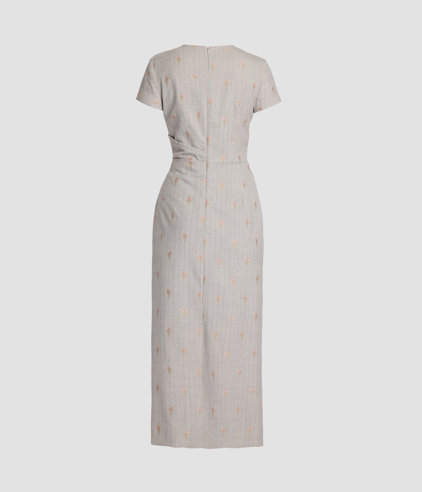 Pinstripe Cap Sleeve Midi Dress