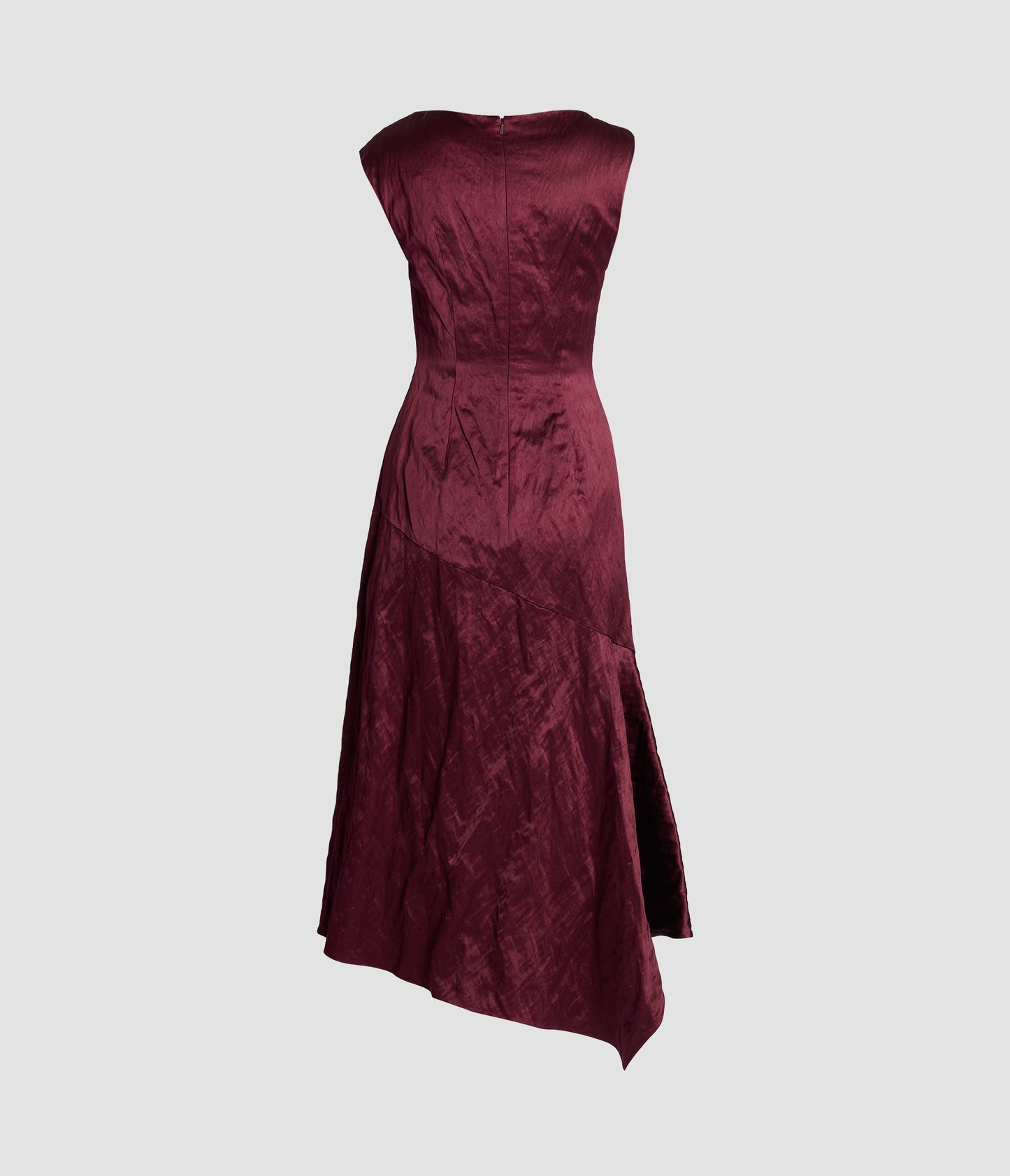 Embroidered Textured Satin Asymmetric Midi Dress