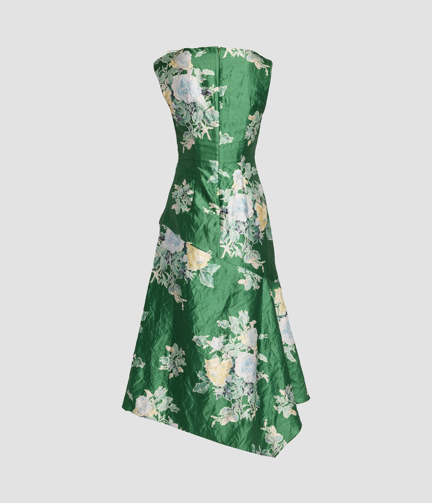 Floral Print Textured Satin Midi Dress