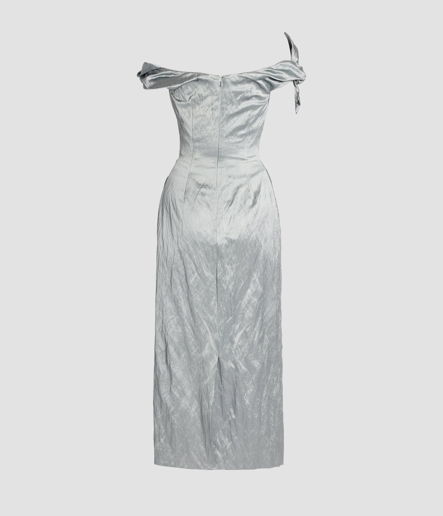 Embroidered Textured Satin Midi Dress