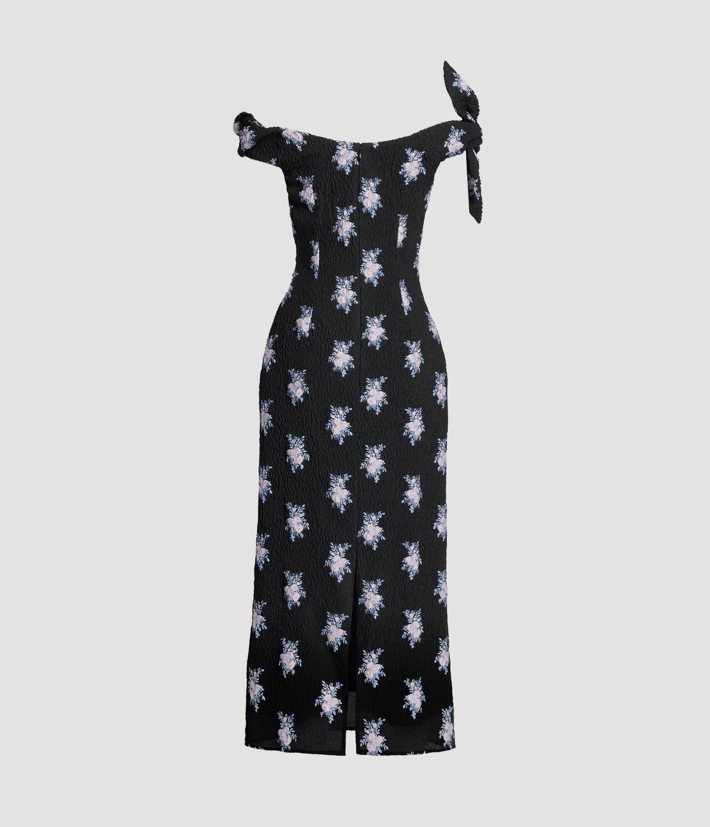 Floral Organza Fil Coupe Off-the-Shoulder Midi Dress