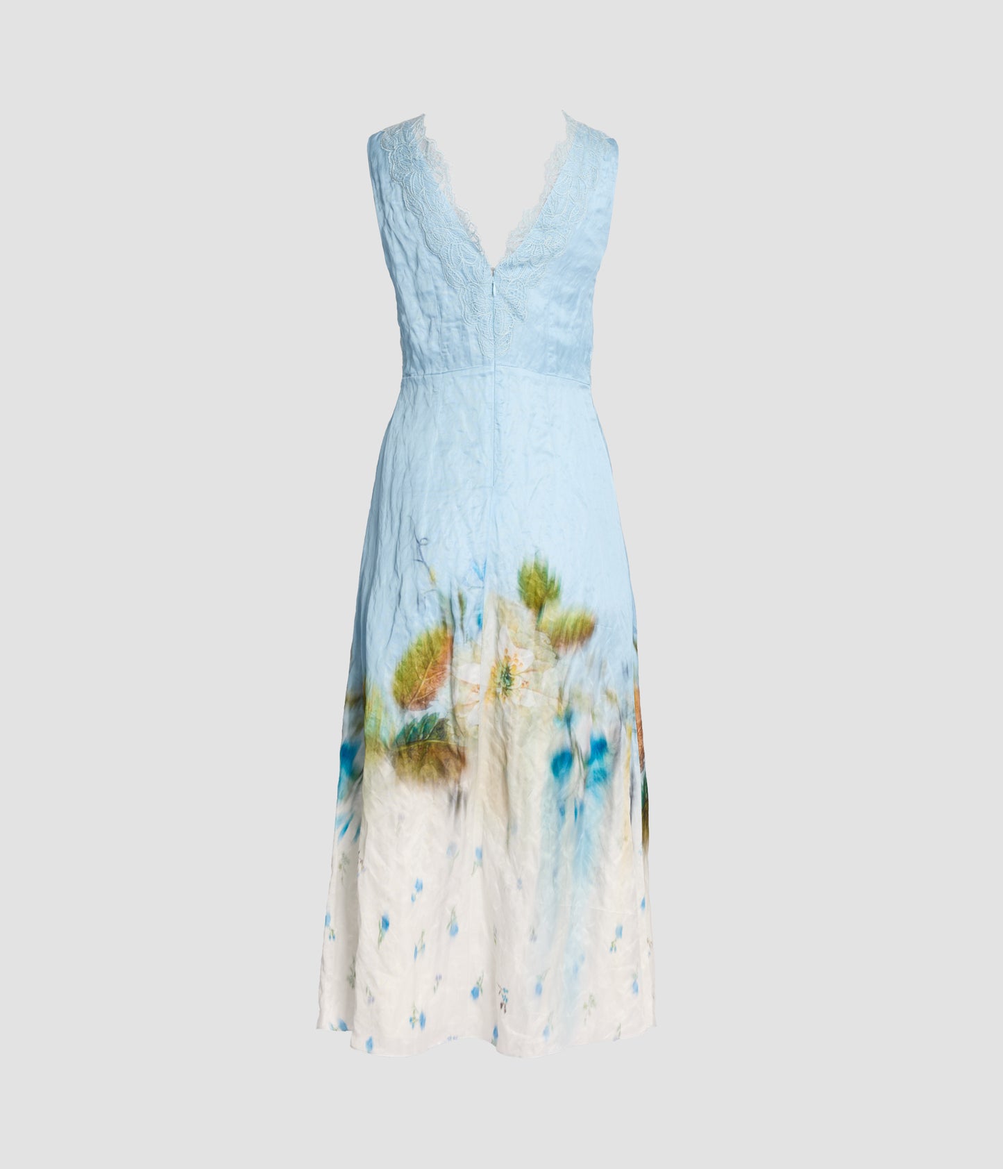 Floral Print Crushed Satin Midi Dress