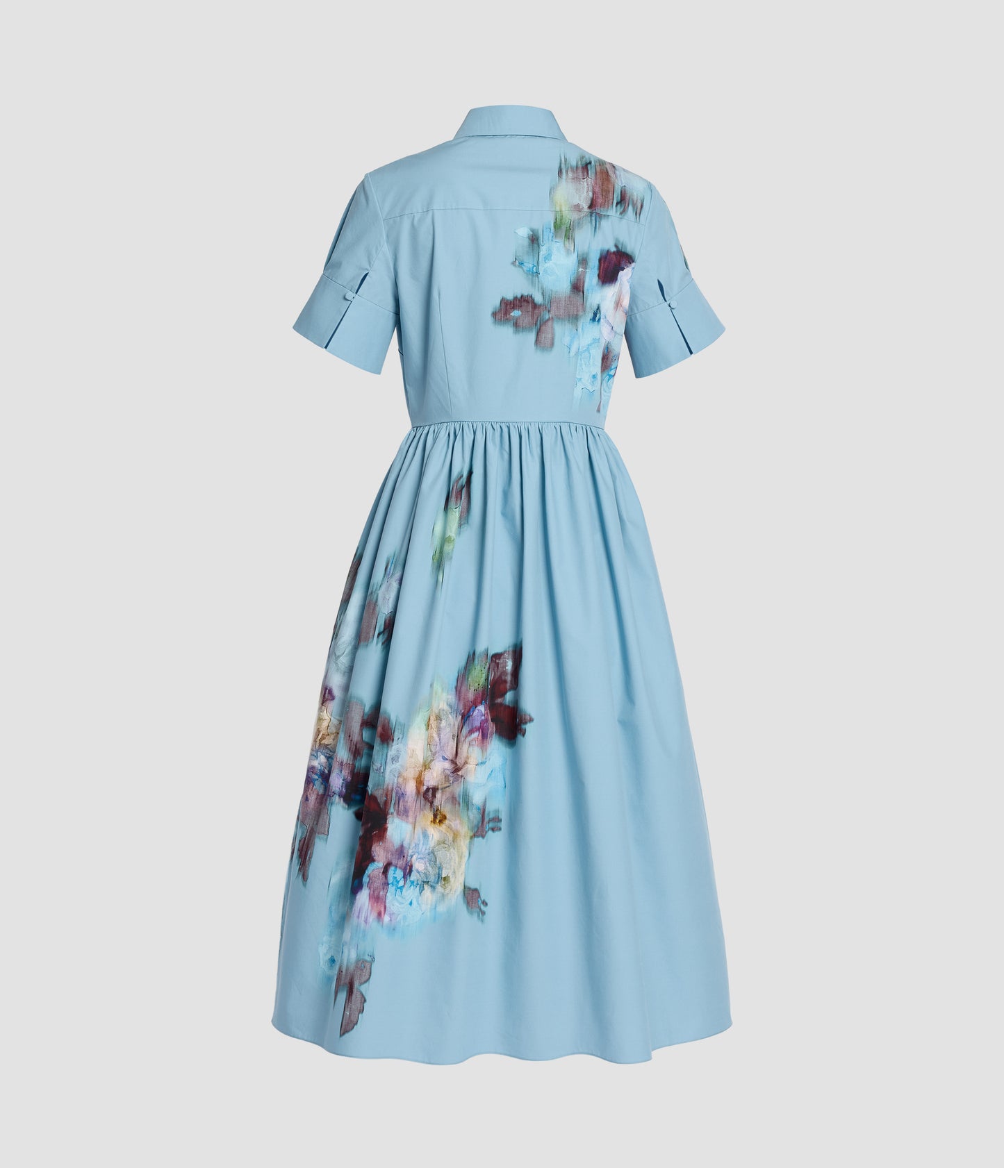 Floral Cotton Poplin Short Sleeve Midi Shirt Dress