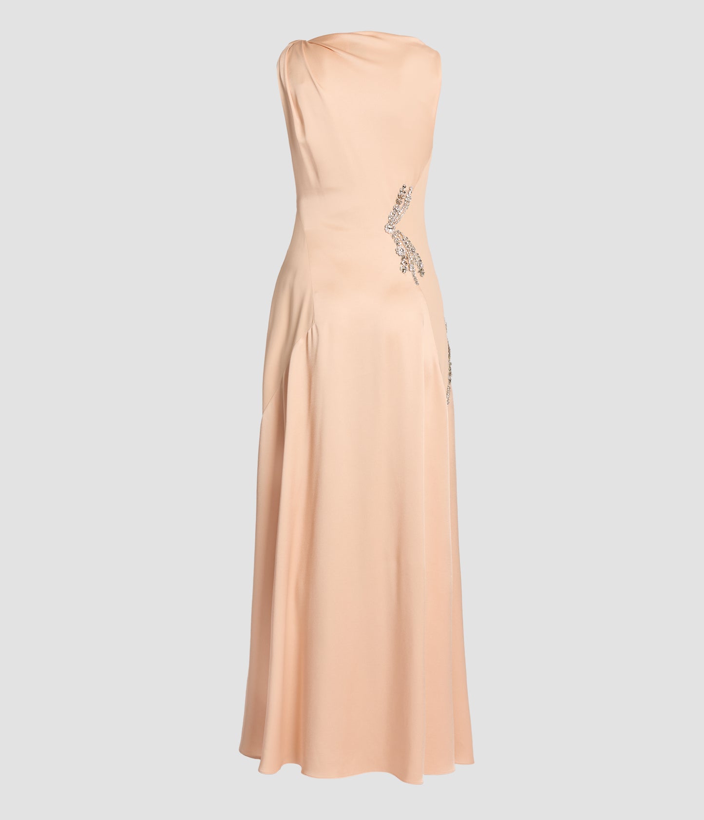 Embroidered Satin Cady Sleeveless Gown