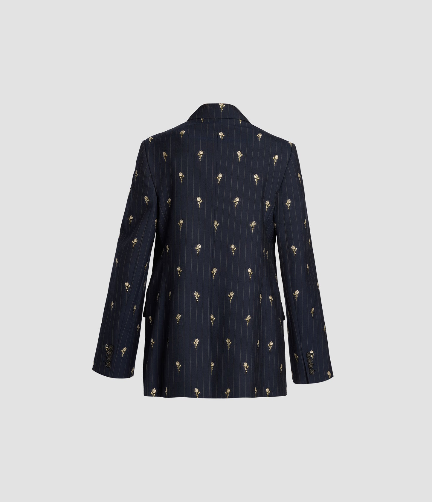 Floral Pinstripe Single Breasted Fitted Blazer
