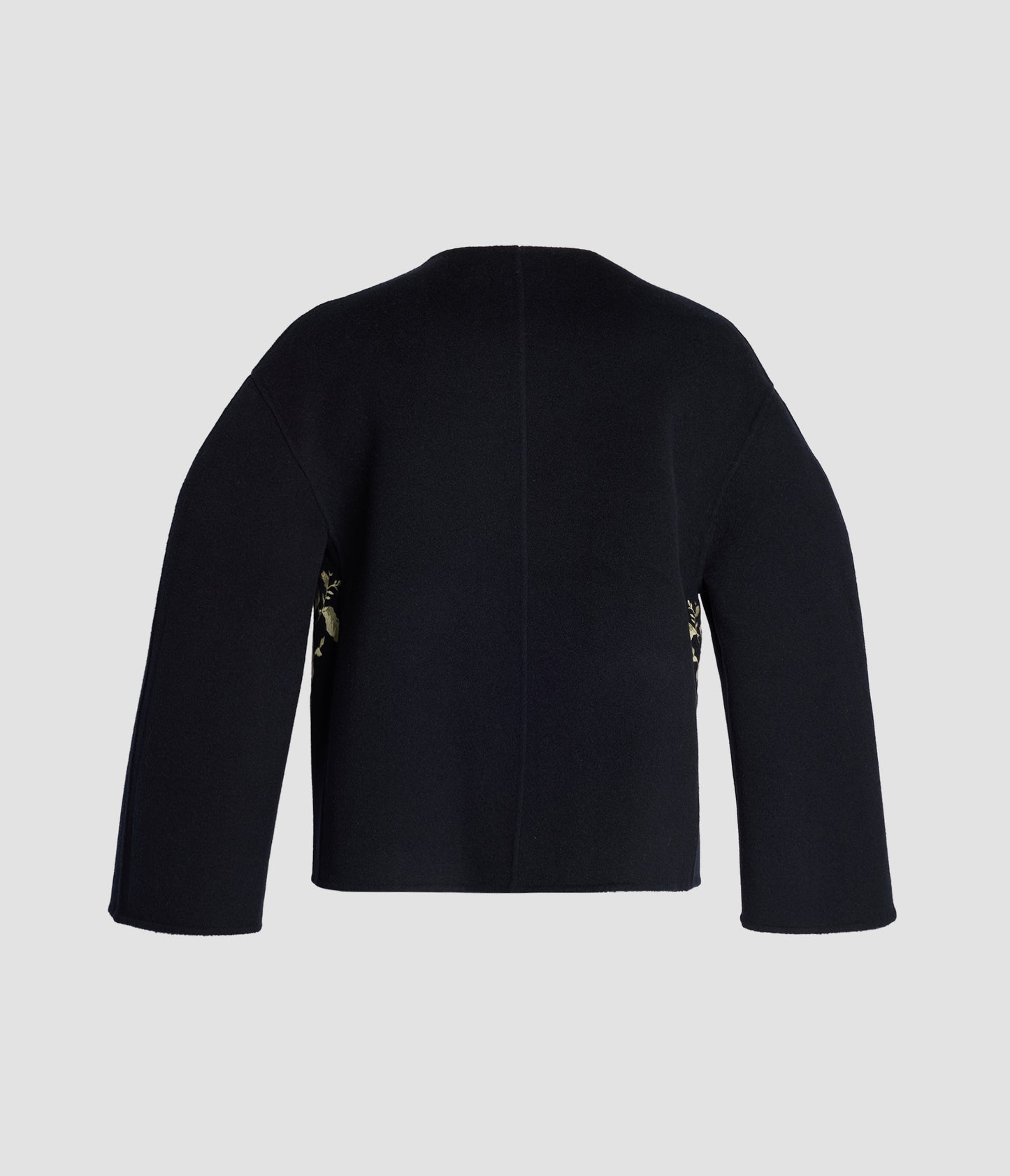 Embroidered Double Face Wool Cropped Jacket