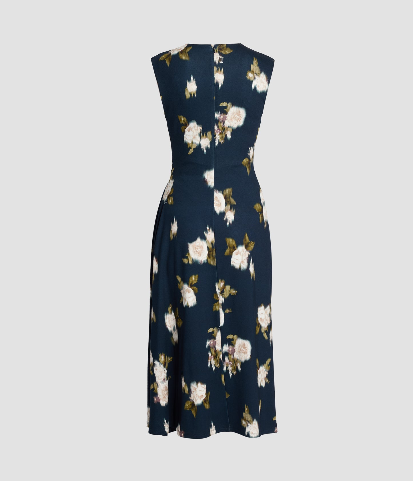Floral Print Ponte Sleeveless Midi Dress