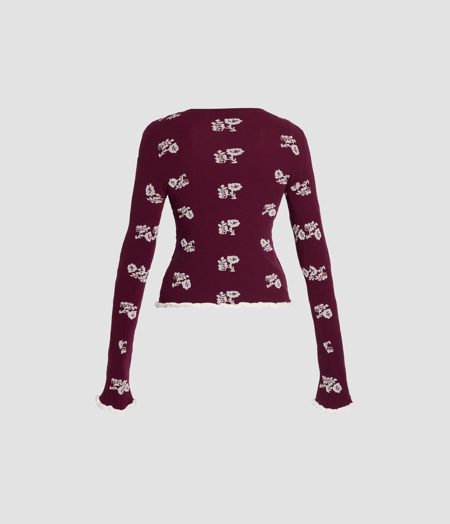 Floral Jacquard Long Sleeve Knit Top