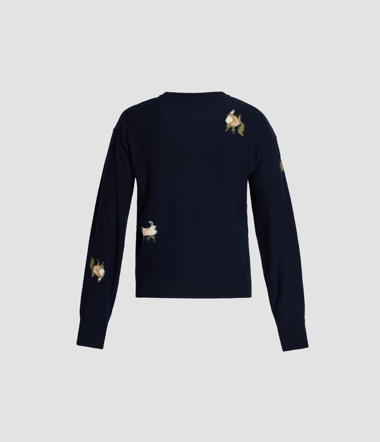 Floral Merino Intarsia Long Sleeve Knit Top
