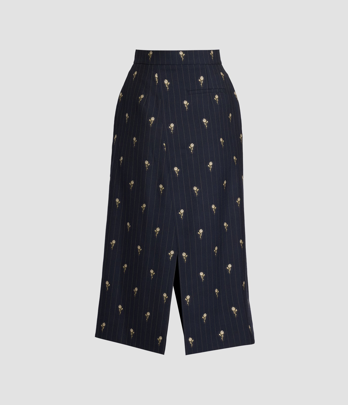 Pinstripe Wool A Line Skirt