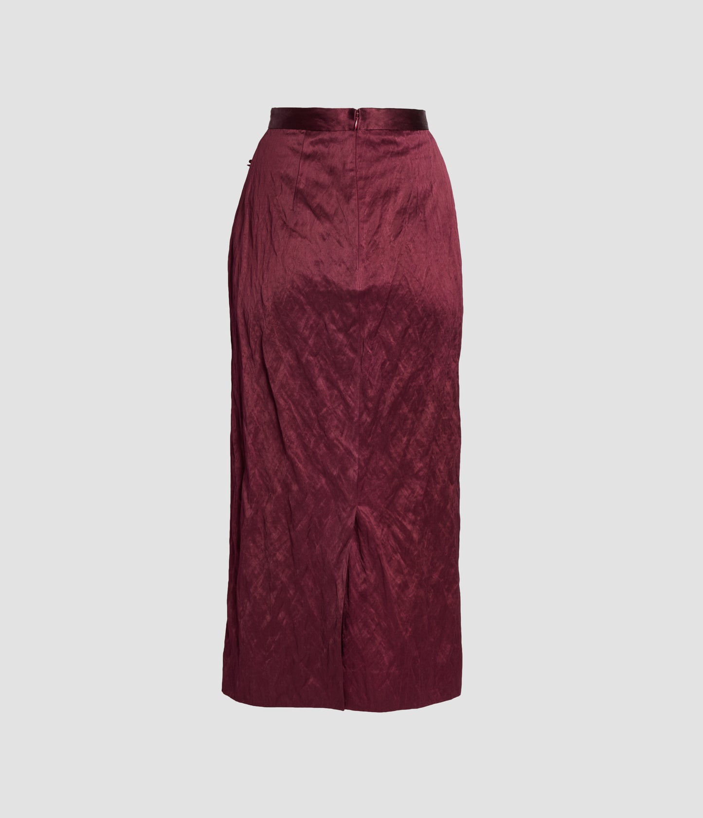 Embroidered Textured Satin Midi Skirt