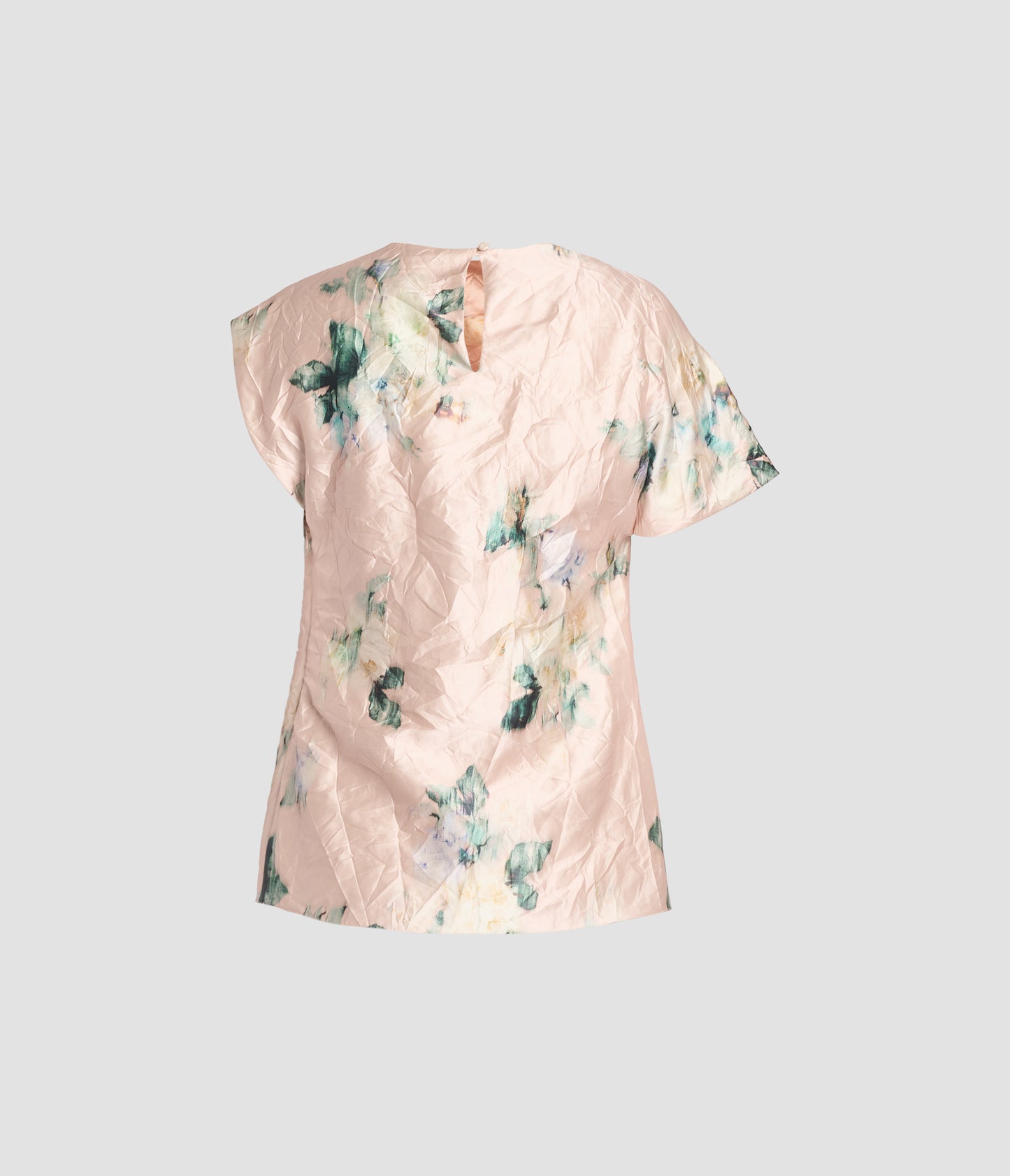 Floral Textured Satin Sleeveless Draped Top