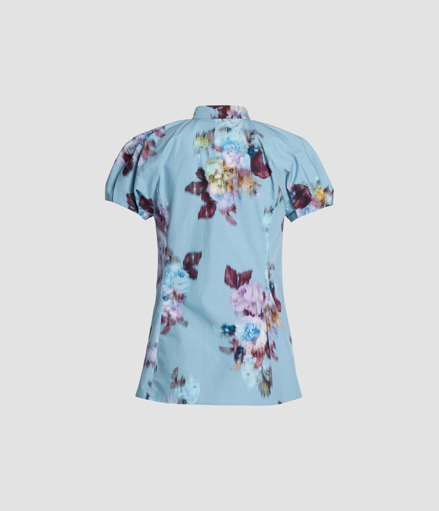 Floral Print Cotton Poplin Cap Sleeve Shirt