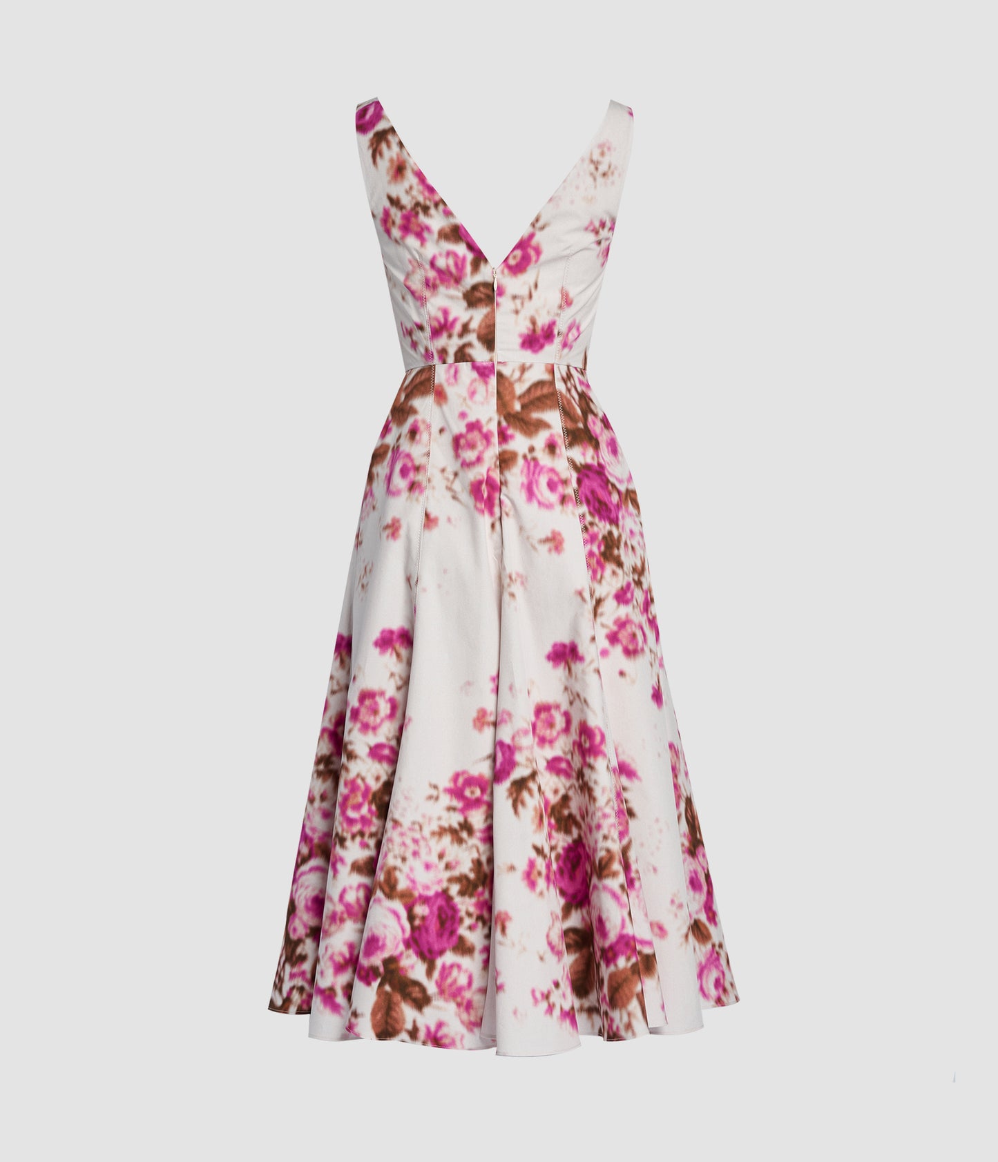 Floral Print Cotton Fit And Flared Midi Dress