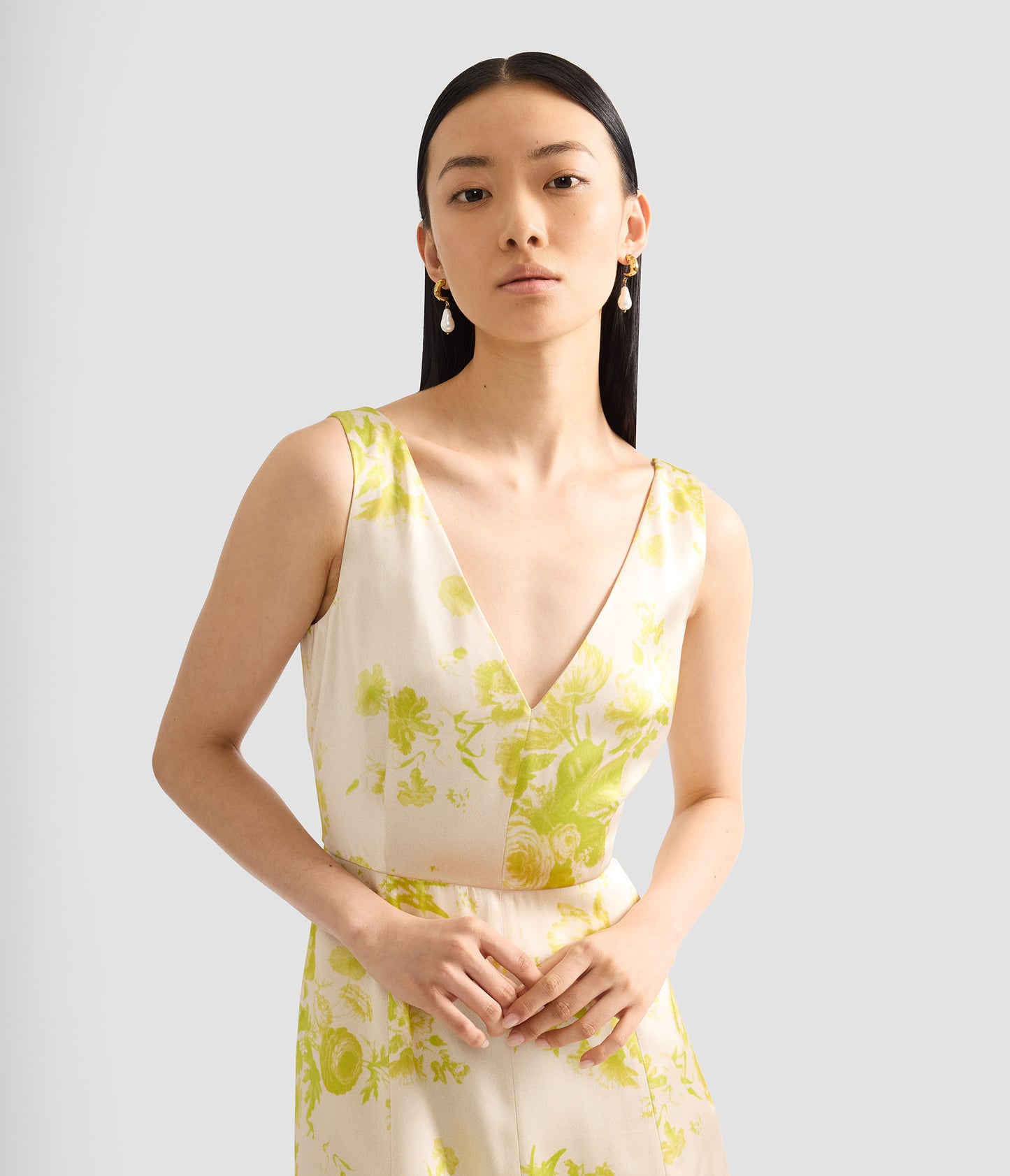 Floral Print Duchess Fit And Flared Dress