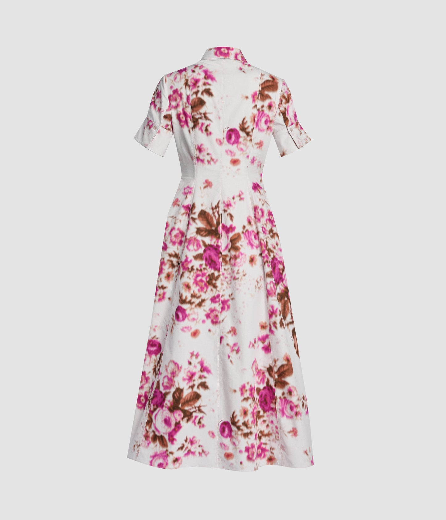 Floral Print Cotton Midi Shirt Dress