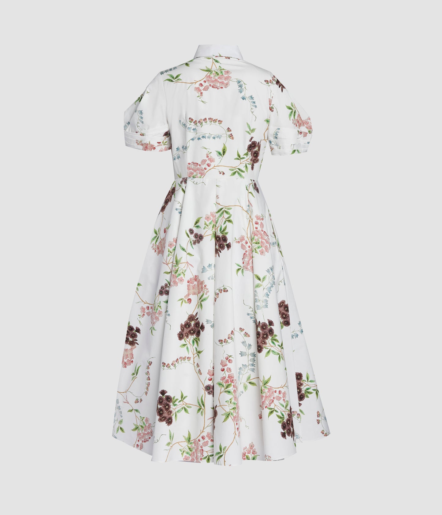 Floral Print Cotton Midi Shirt Dress