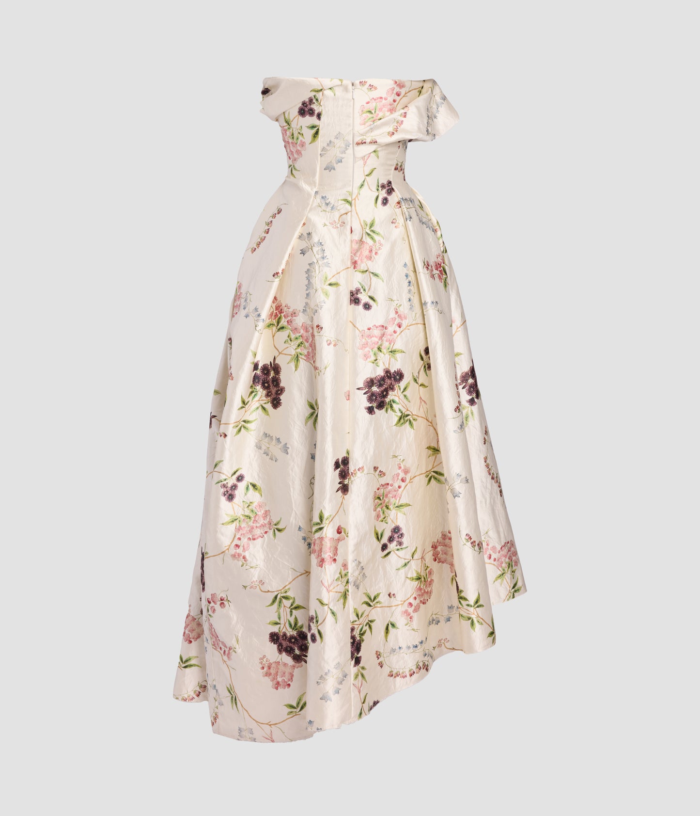 Floral Print Textured Satin Cloud Midi Dress